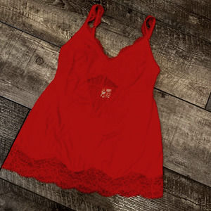 SOMA Red Lace Tank Top Light Support Shelf Bra XS